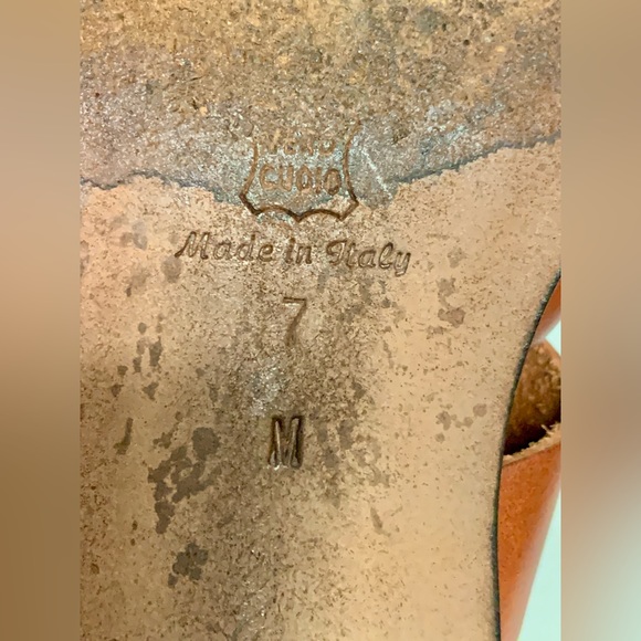 Women's 7 M SESTO MEUCCI Florence Italian Brown Leather Metal Hardware Sandals - Picture 11 of 16